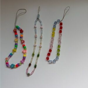 Multicolor Beaded Phone Lanyard Set